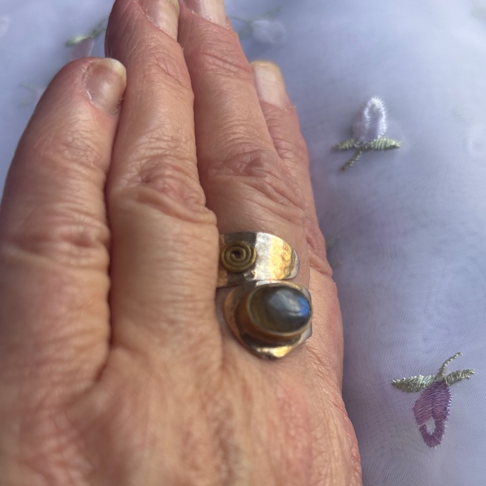 Elegant Gold and Sterling Silver Labradorite Ring